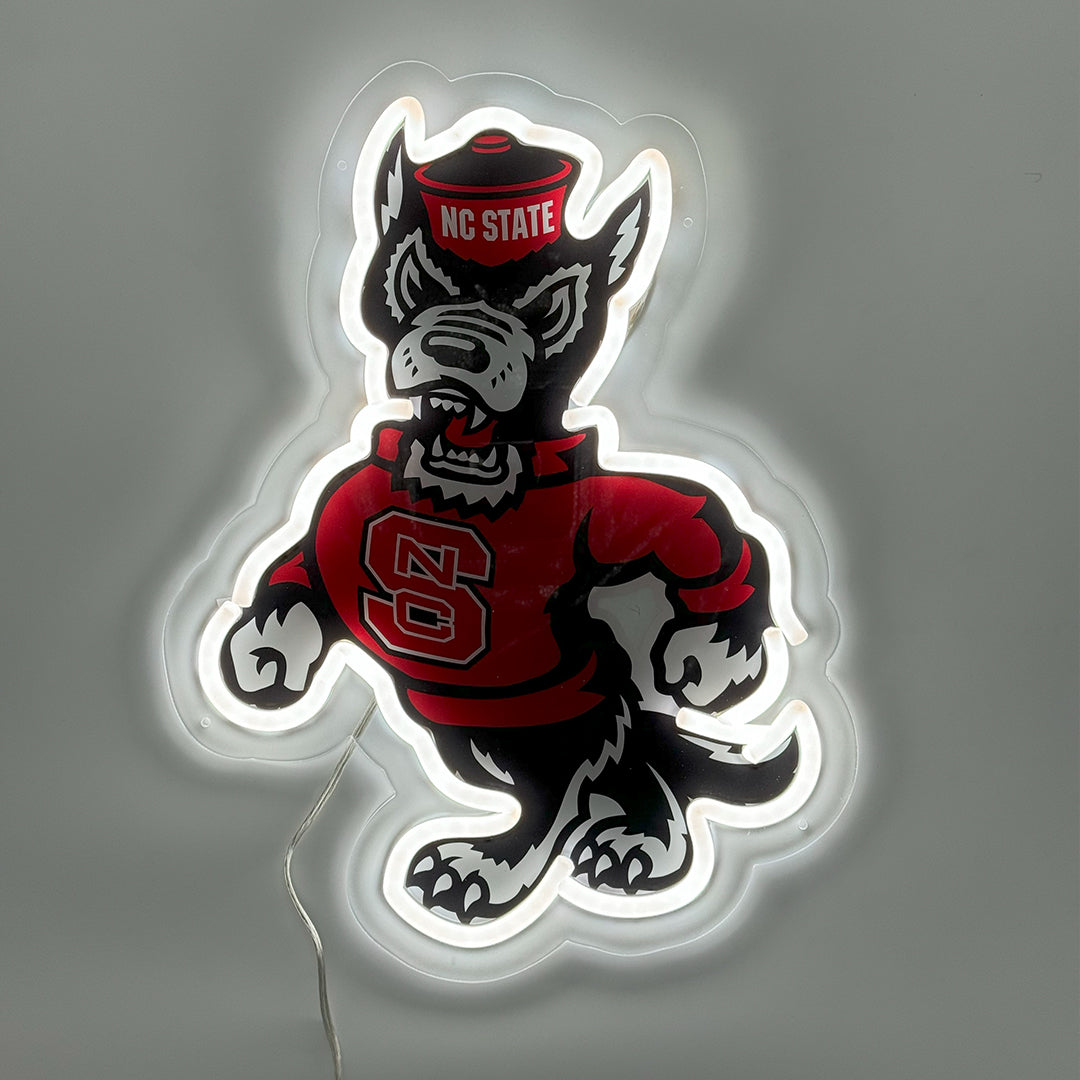 NC State Strutting Wolf Logo LED Neon Sign | Saturday Neon