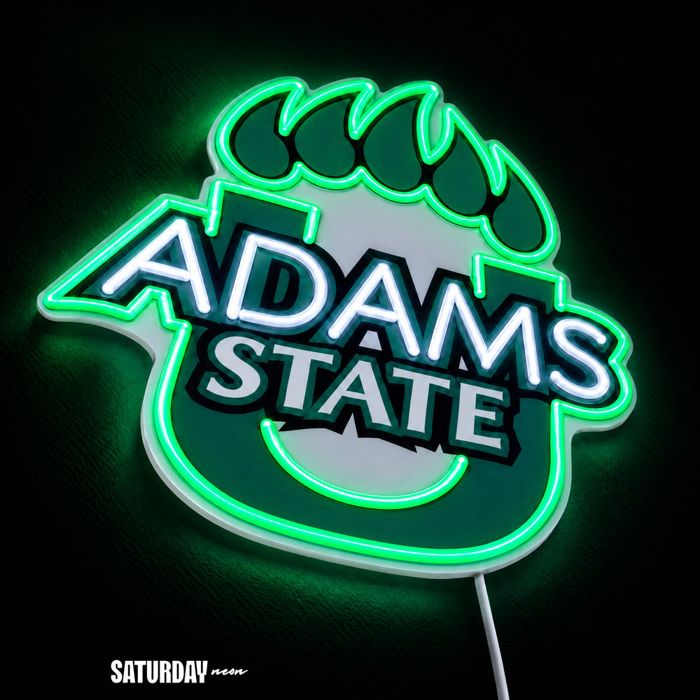 Adams State Grizzlies LED Neon Sign - Standard (13.42" x 15") close-up - Saturday Neon