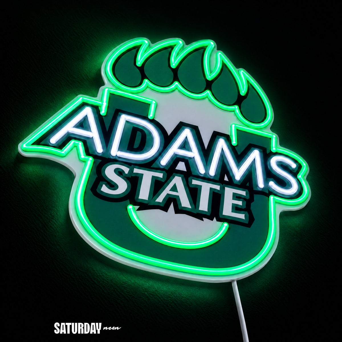 Adams State Grizzlies LED Neon Sign - Standard (13.42" x 15") close-up - Saturday Neon