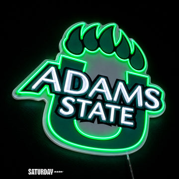 Adams State Grizzlies LED Neon Sign - Max (28.49" x 32") close-up - Saturday Neon