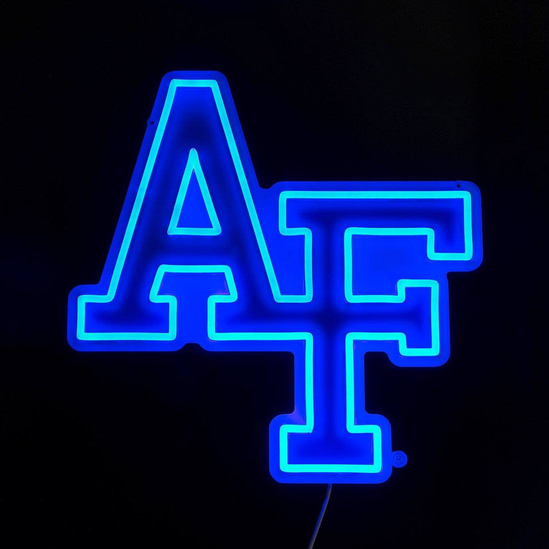Air Force Falcons logo LED neon sign lit up