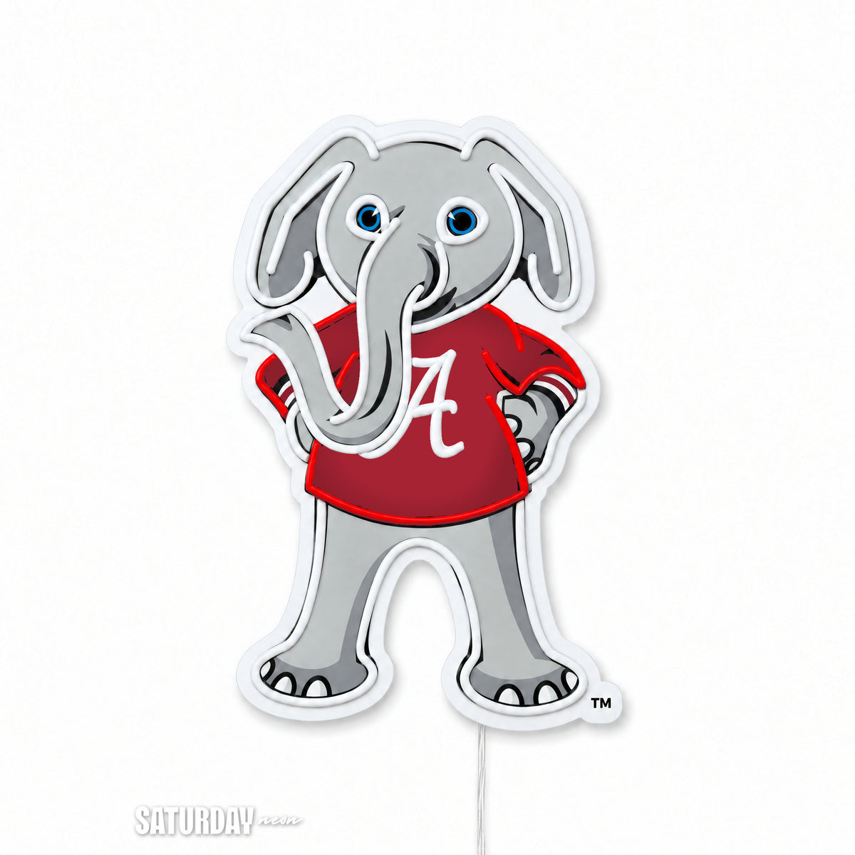 Alabama Crimson Tide Big Al Mascot LED Neon Sign - 15" x 24" switched off - Saturday Neon
