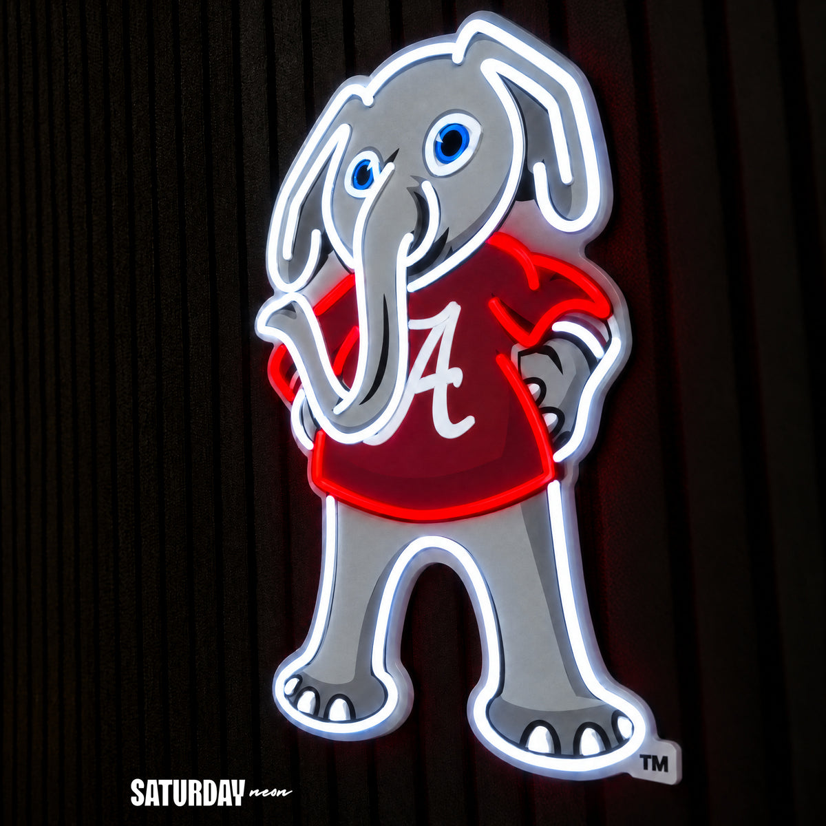 Alabama Crimson Tide Big Al Mascot LED Neon Sign - 15" x 24" side view - Saturday Neon