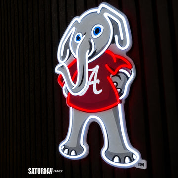 Alabama Crimson Tide Big Al Mascot LED Neon Sign - 15" x 24" side view - Saturday Neon