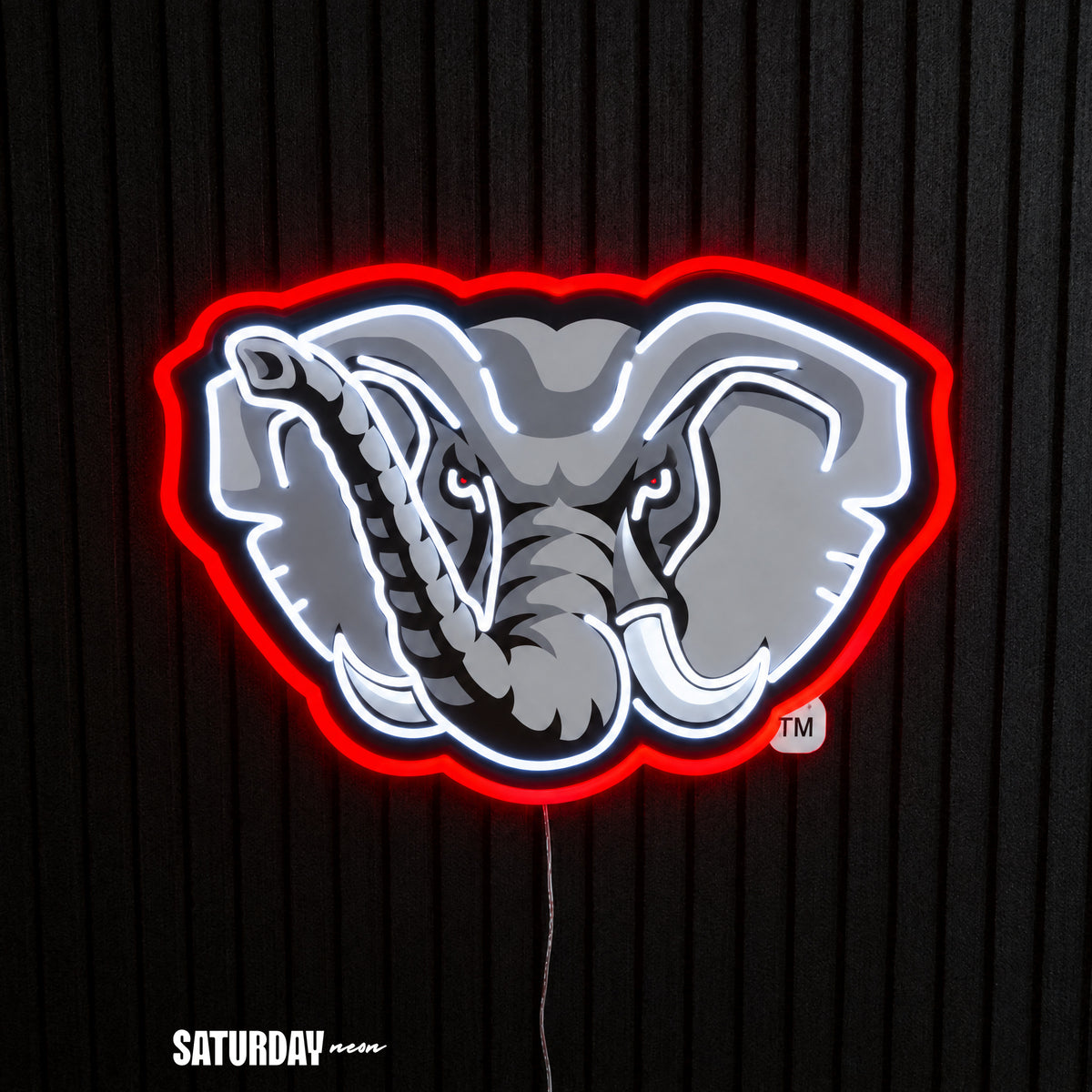 Alabama Crimson Tide Elephant LED Neon Sign - 24" x 16.5" - Saturday Neon