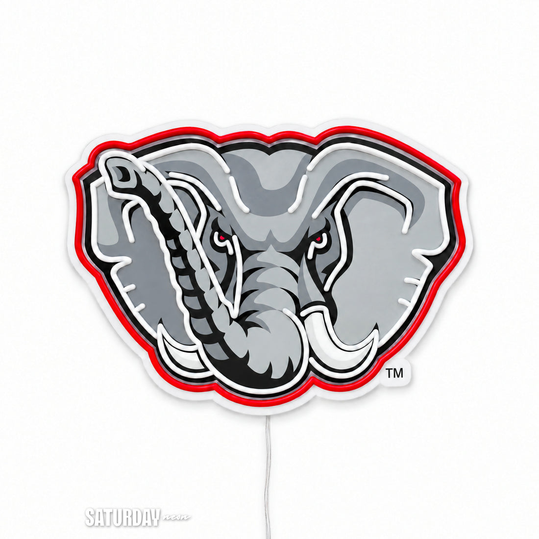 Alabama Crimson Tide Elephant LED Neon Sign - 24" x 16.5" switched off - Saturday Neon