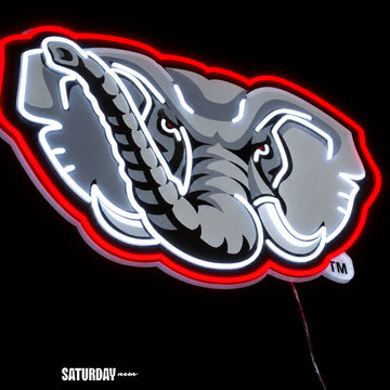 Alabama Crimson Tide Elephant LED Neon Sign - 24" x 16.5" close-up - Saturday Neon