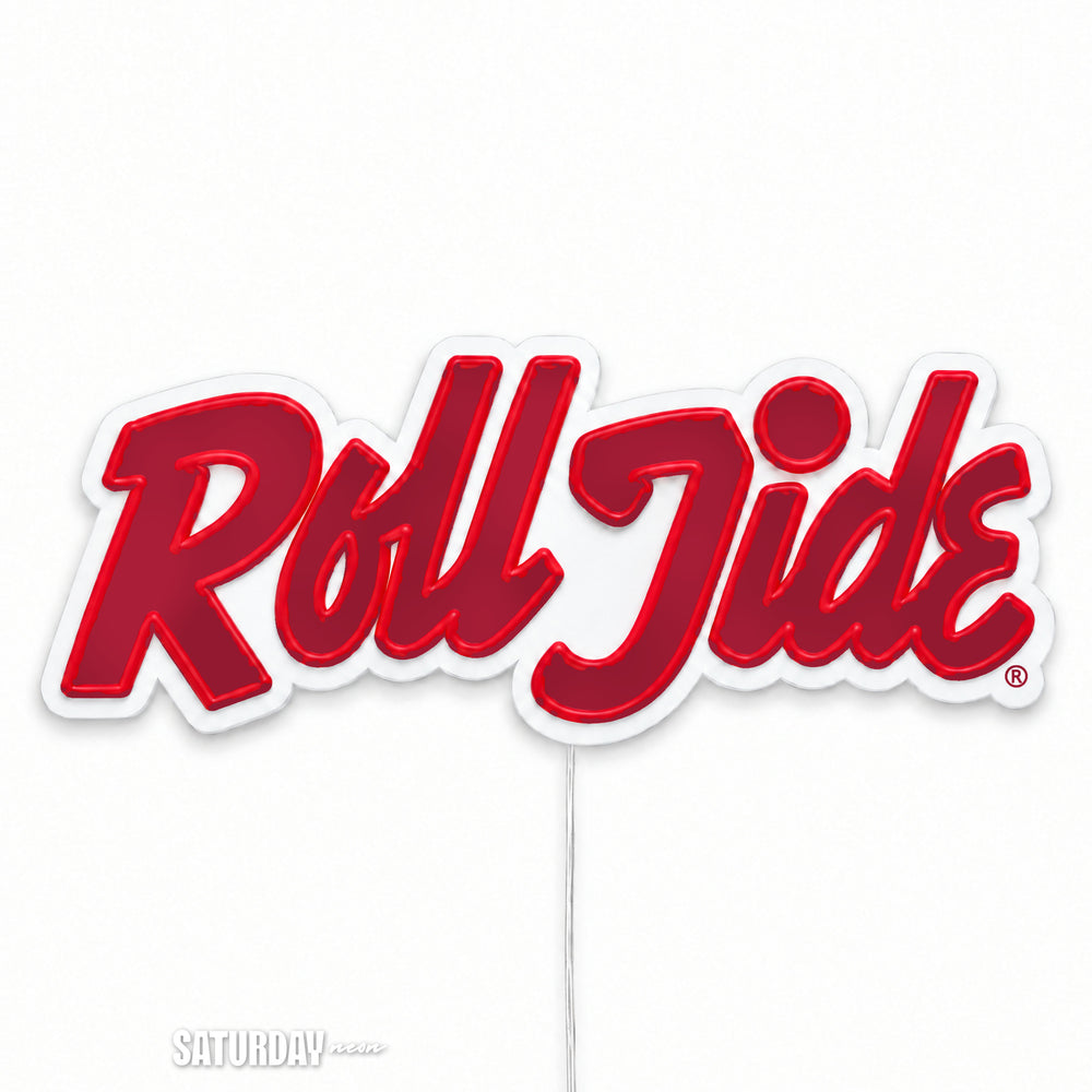 Alabama Roll Tide Script LED Neon Sign - 24" x 8.3" switched off - Saturday Neon