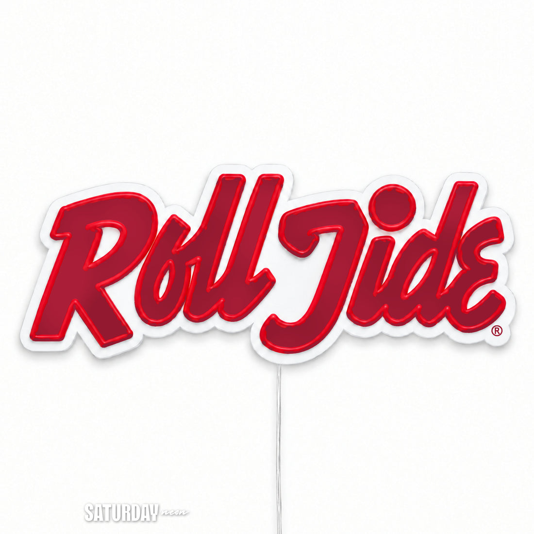 Alabama Roll Tide Script LED Neon Sign - 24" x 8.3" switched off - Saturday Neon