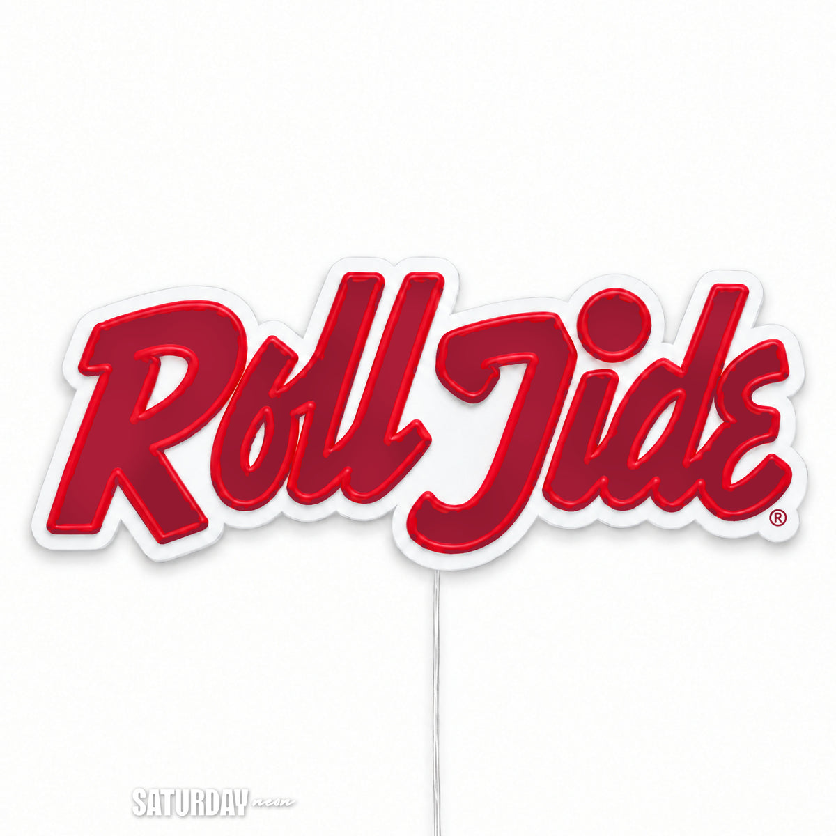 Alabama Roll Tide Script LED Neon Sign - 24" x 8.3" switched off - Saturday Neon