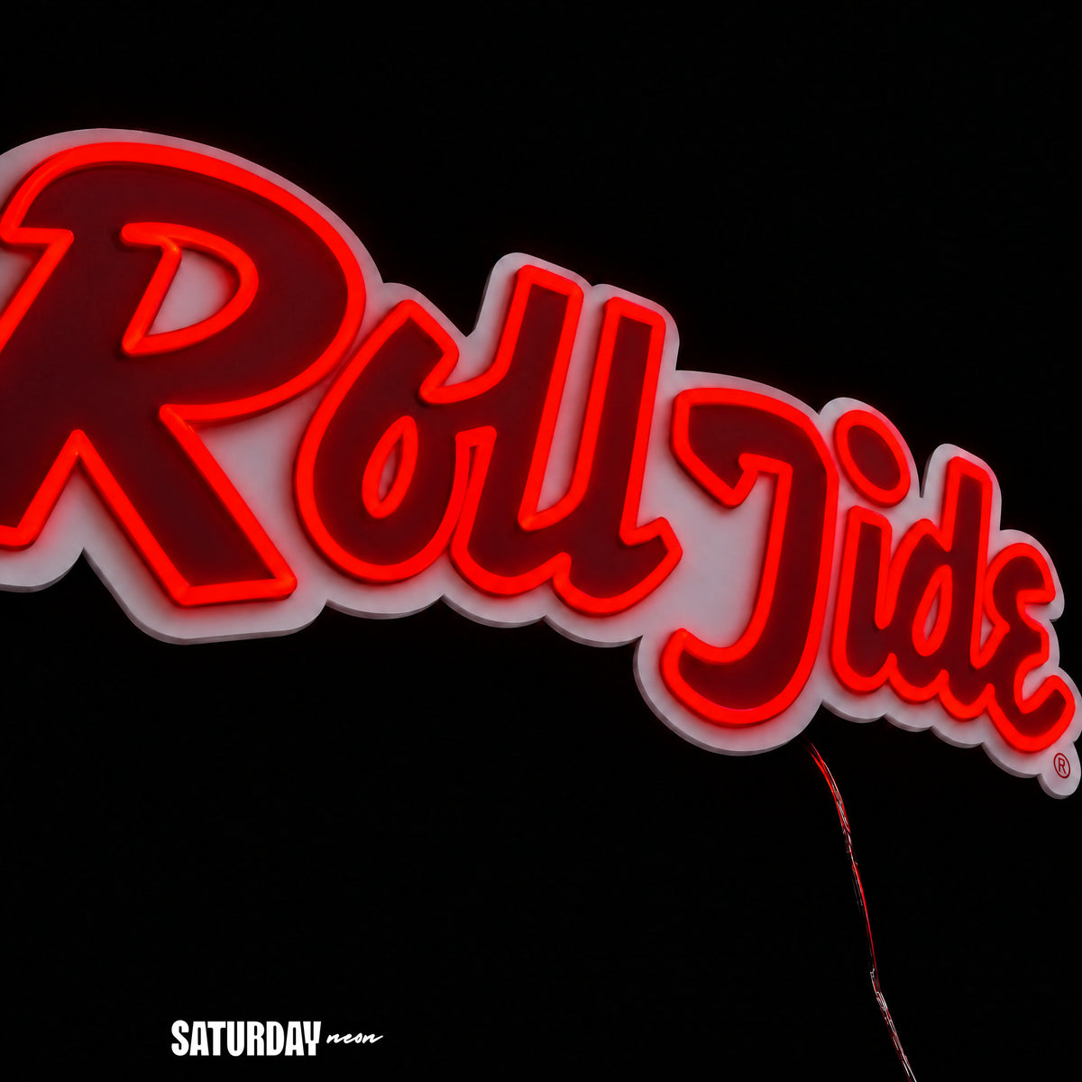 Alabama Roll Tide Script LED Neon Sign - 24" x 8.3" close-up - Saturday Neon