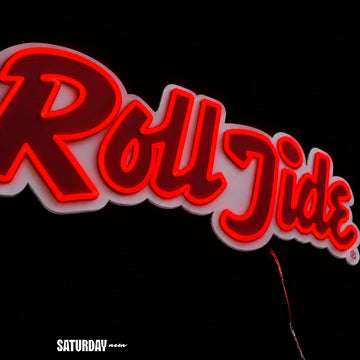 Alabama Roll Tide Script LED Neon Sign - 24" x 8.3" close-up - Saturday Neon