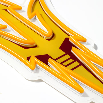 Arizona State Sun Devils logo LED neon sign at a side angle