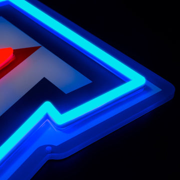 Arizona Wildcats logo LED neon sign at a side angle, lit