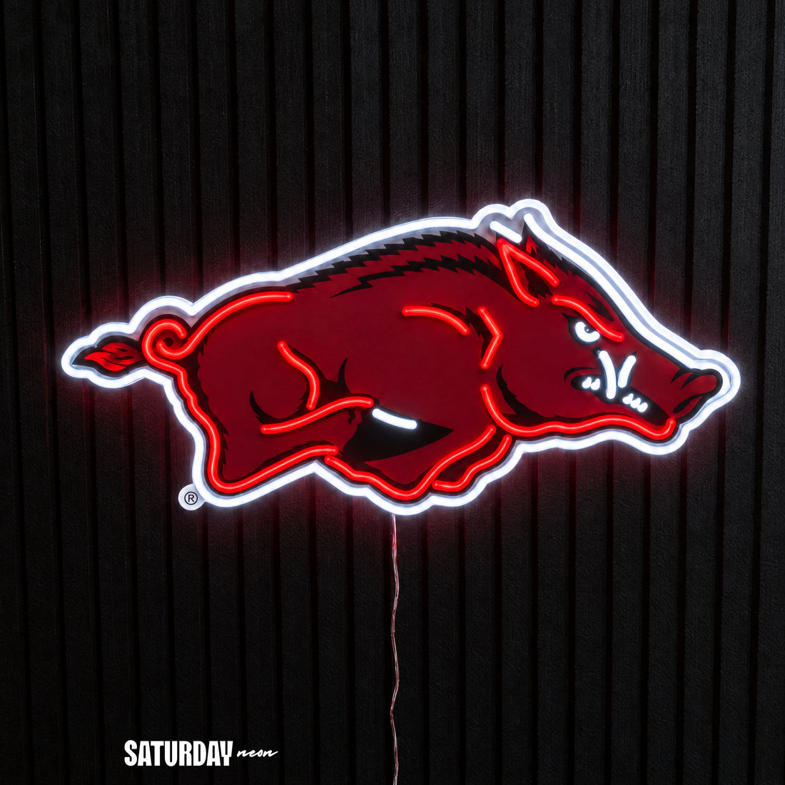 Arkansas Razorbacks Logo LED Neon Sign - Max (32" x 15.3") - Saturday Neon