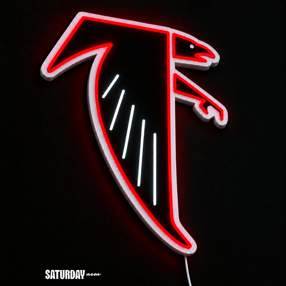 Atlanta Falcons Dirty Bird Vintage LED Neon Sign - 11.3" x 15" close-up - Saturday Neon