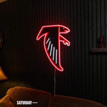 Atlanta Falcons Dirty Bird Vintage LED Neon Sign - 18" x 24" in a fan cave - Saturday Neon