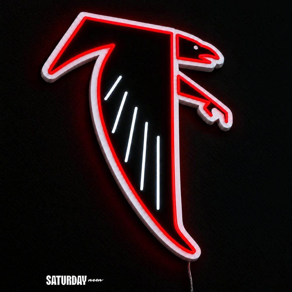 Atlanta Falcons Dirty Bird Vintage LED Neon Sign - 18" x 24" close-up - Saturday Neon