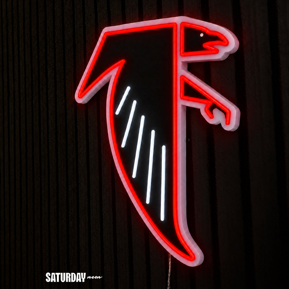 Atlanta Falcons Dirty Bird Vintage LED Neon Sign - 18" x 24" side view - Saturday Neon