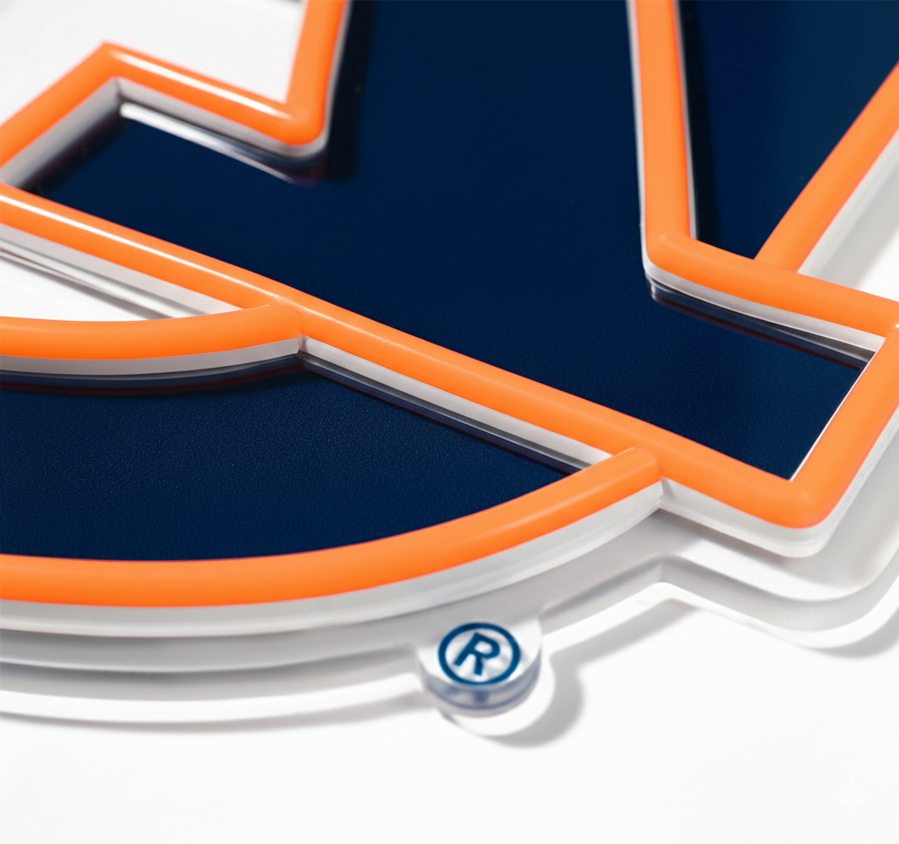 Auburn Tigers logo LED neon sign at a side angle
