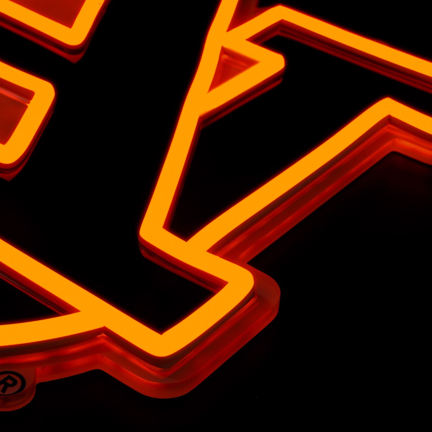 Auburn Tigers logo LED neon sign at a side angle, lit