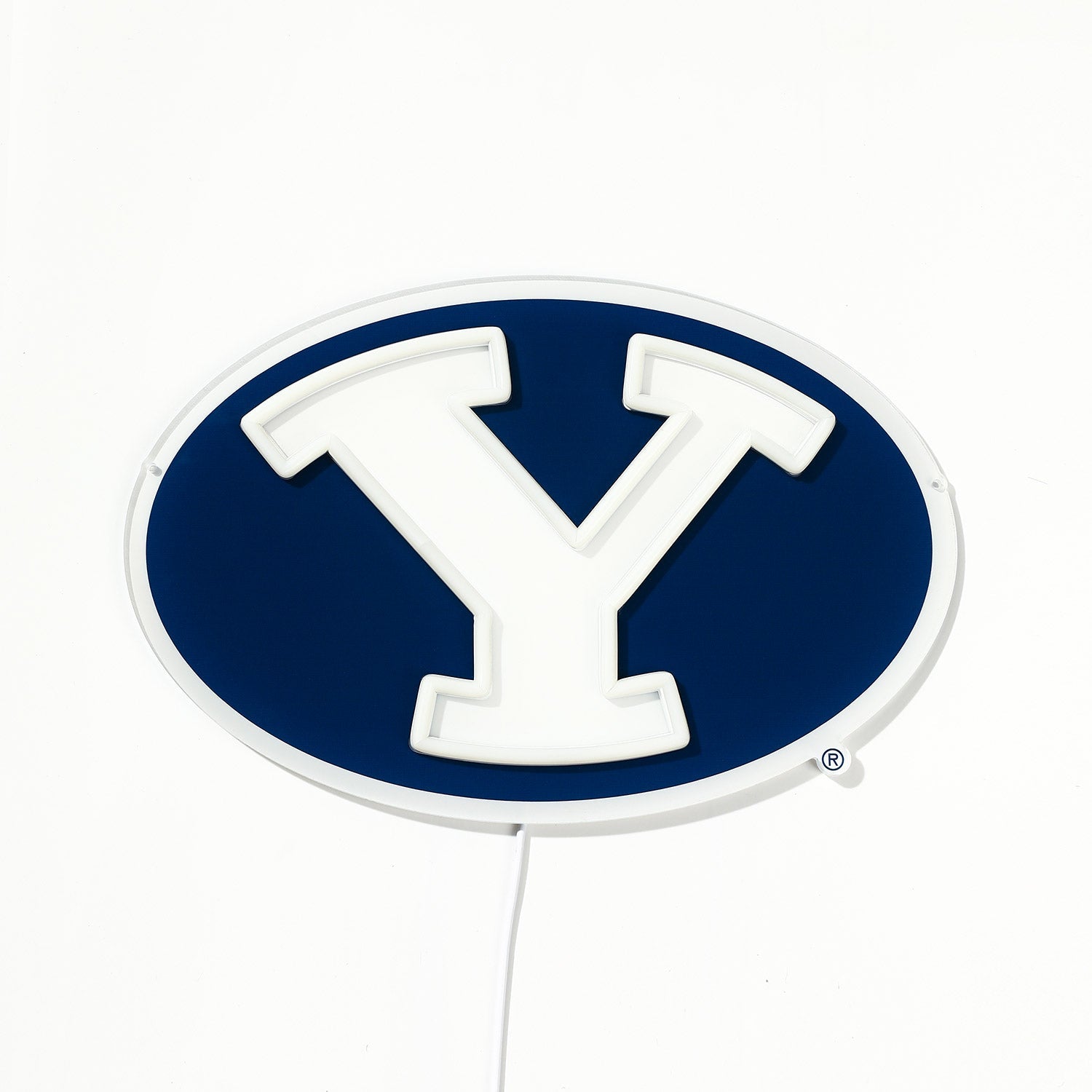 BYU Cougars logo LED neon sign turned off