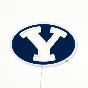 BYU Cougars logo LED neon sign turned off