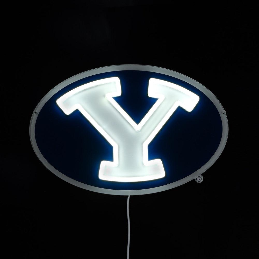 BYU Cougars logo LED neon sign lit up