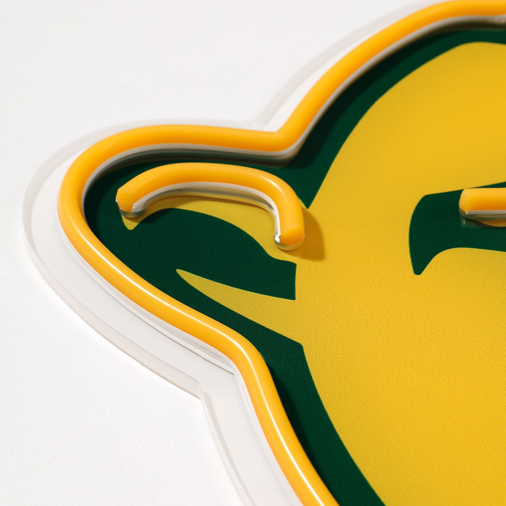 Baylor Bears logo LED neon sign at a side angle