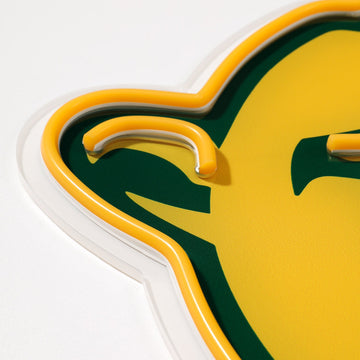 Baylor Bears logo LED neon sign at a side angle