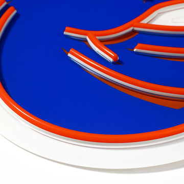 Boise State Broncos logo LED neon sign at a side angle