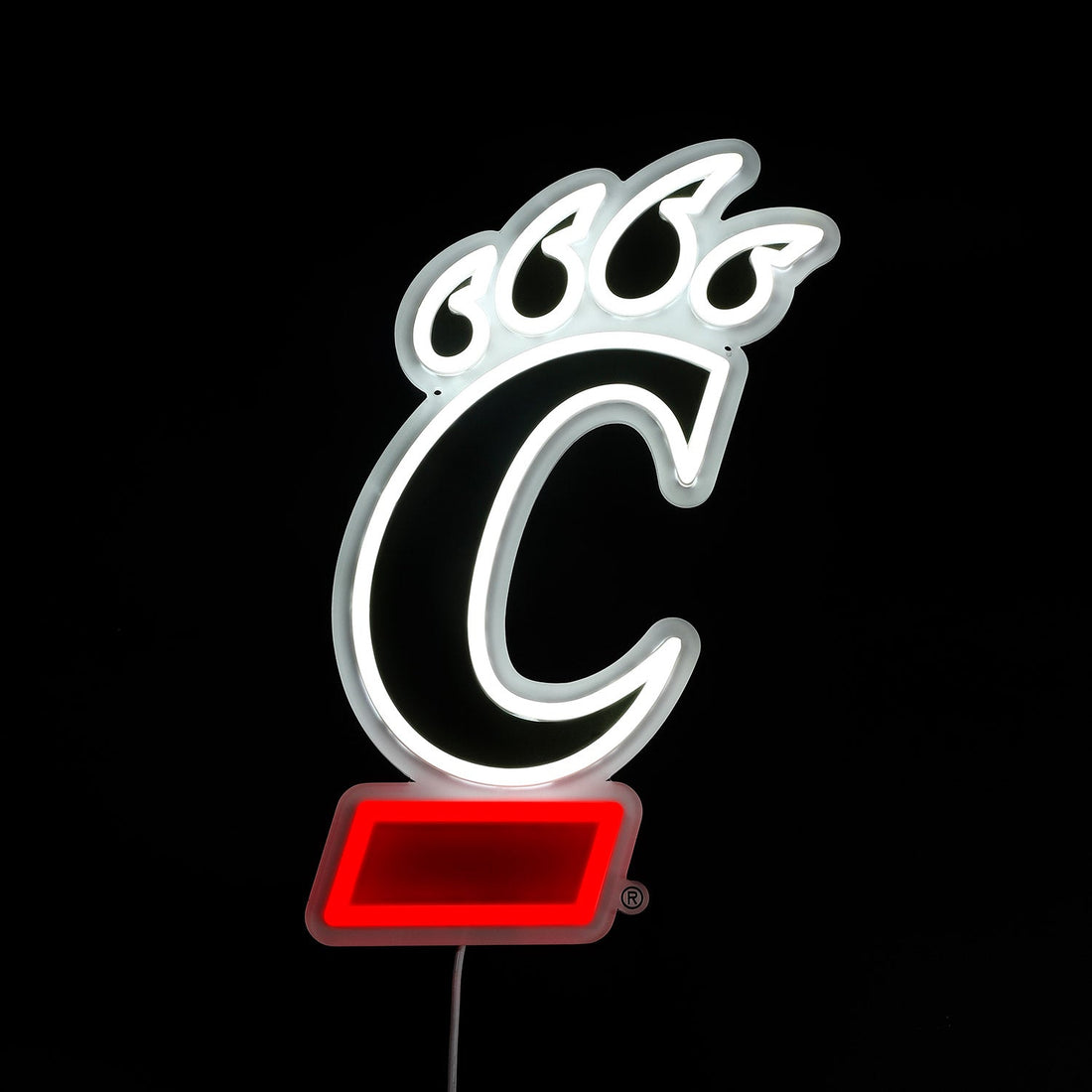 Cincinnati Bearcats logo LED neon sign lit up