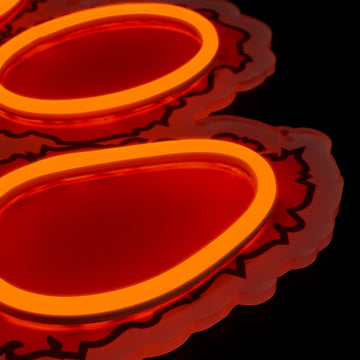 Clemson Tigers logo LED neon sign at a side angle, lit