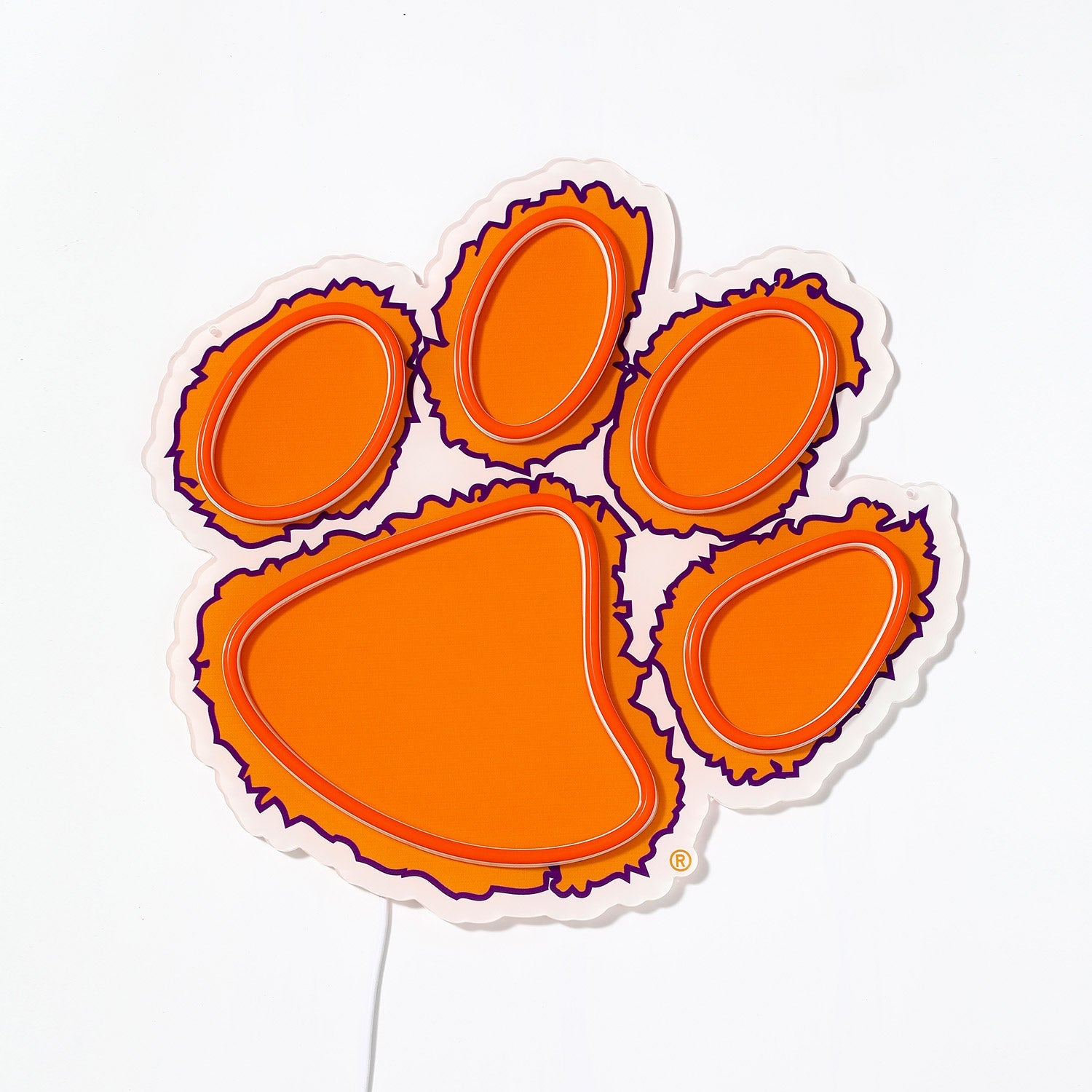 Clemson Tigers logo LED neon sign turned off