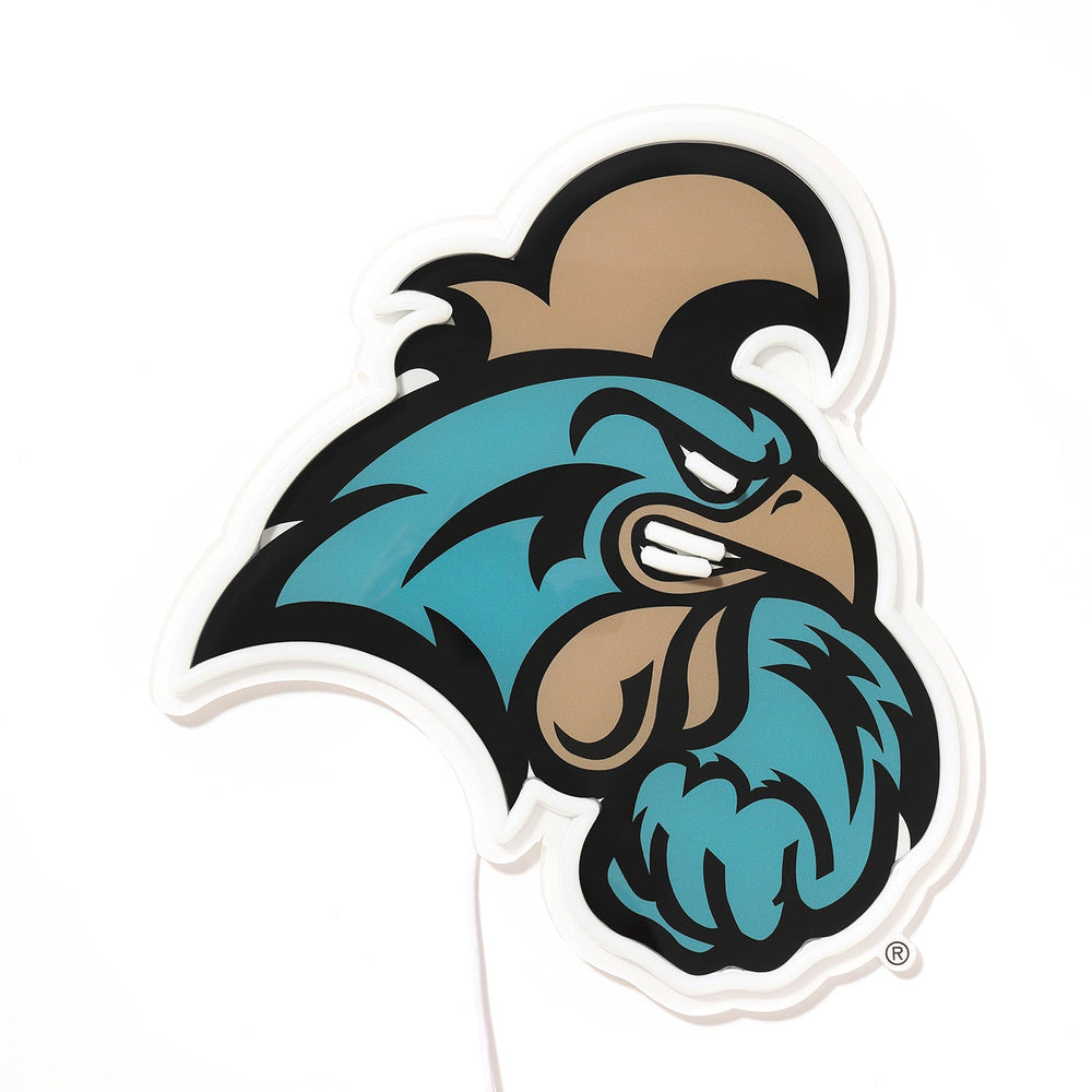 Coastal Carolina Chanticleers logo LED neon sign turned off