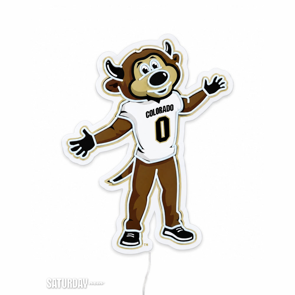 Colorado Buffaloes Chip Mascot LED Neon Sign - 18.39" x 24" switched off - Saturday Neon