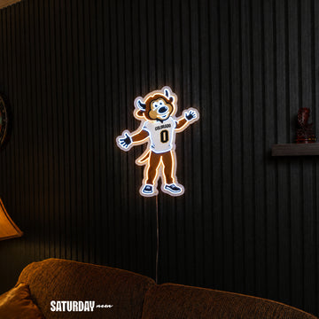 Colorado Buffaloes Chip Mascot LED Neon Sign - 18.39" x 24" above a couch - Saturday Neon