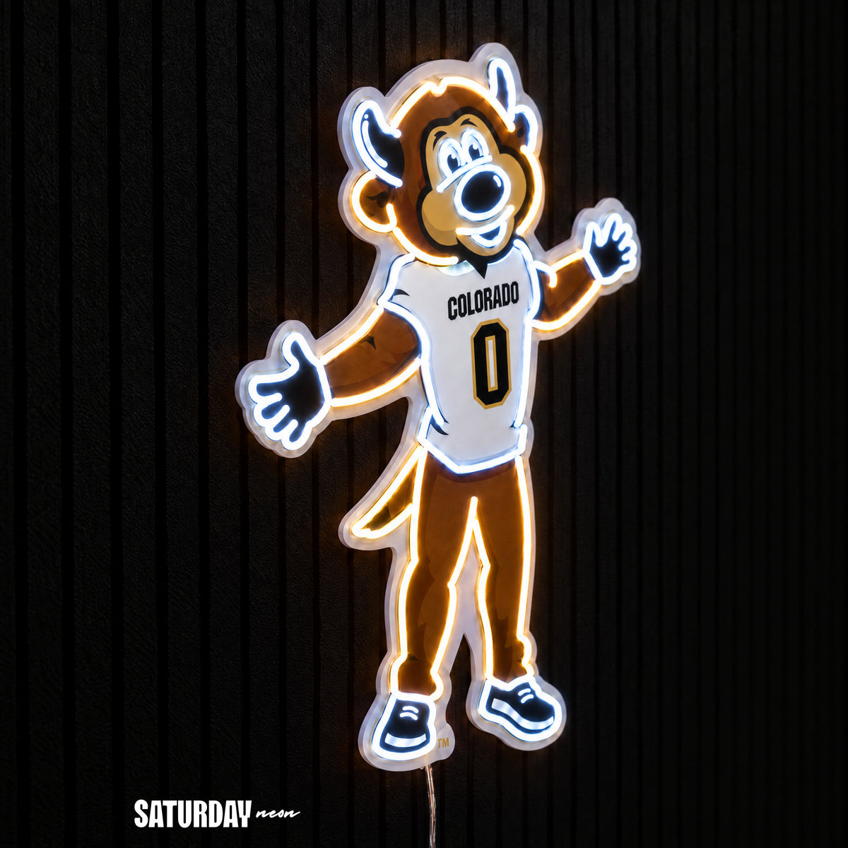 Colorado Buffaloes Chip Mascot LED Neon Sign - 18.39" x 24" side view - Saturday Neon