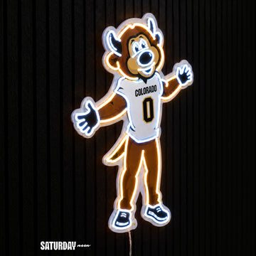 Colorado Buffaloes Chip Mascot LED Neon Sign - 18.39" x 24" side view - Saturday Neon