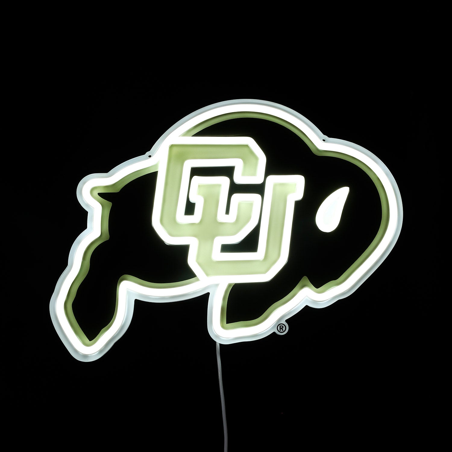 Colorado Buffaloes logo LED neon sign lit up
