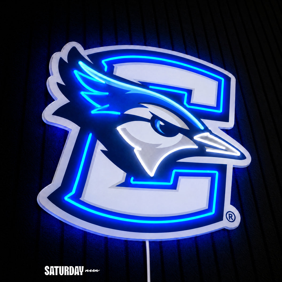 Creighton Bluejays LED Neon Sign - Standard (14.93" x 15") close-up - Saturday Neon