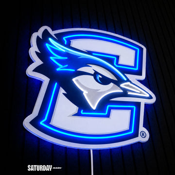 Creighton Bluejays LED Neon Sign - Standard (14.93" x 15") close-up - Saturday Neon