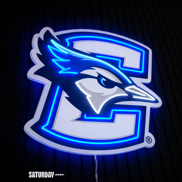 Creighton Bluejays LED Neon Sign - Plus (23.9" x 24") close-up - Saturday Neon