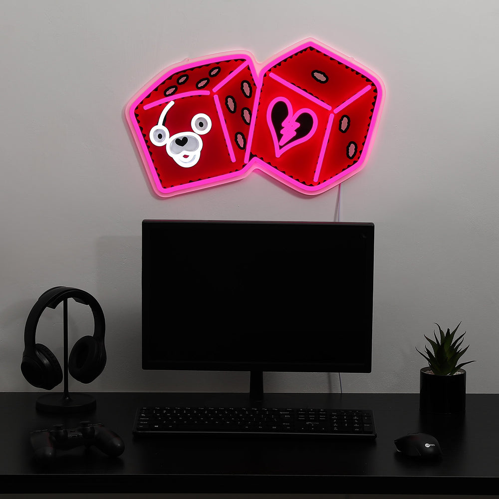 Fortnite Cuddle Team Leader Dice LED Neon Sign - Saturday Neon