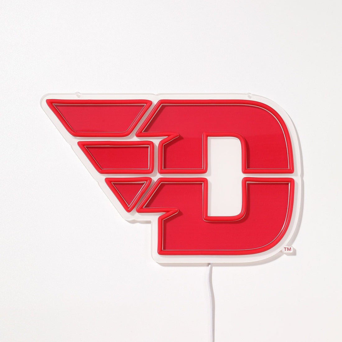 Dayton Flyers logo LED neon sign turned off