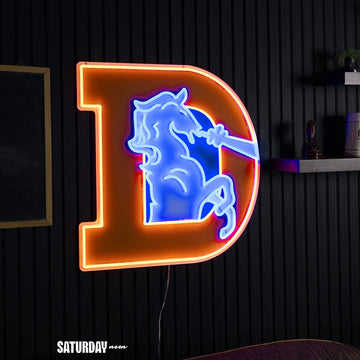 Denver Broncos Retro "D" LED Neon Sign - 23.4" W x 24" H