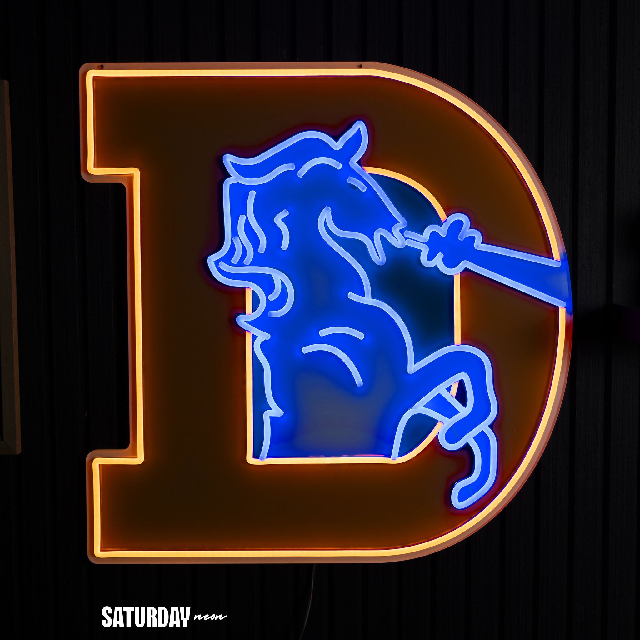 Denver Broncos Retro "D" LED Neon Sign - 23.4" W x 24" H