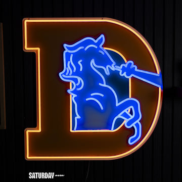 Denver Broncos Retro "D" LED Neon Sign - 23.4" W x 24" H