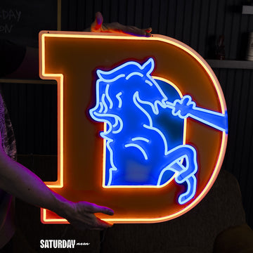Denver Broncos Retro "D" LED Neon Sign - 23.4" W x 24" H