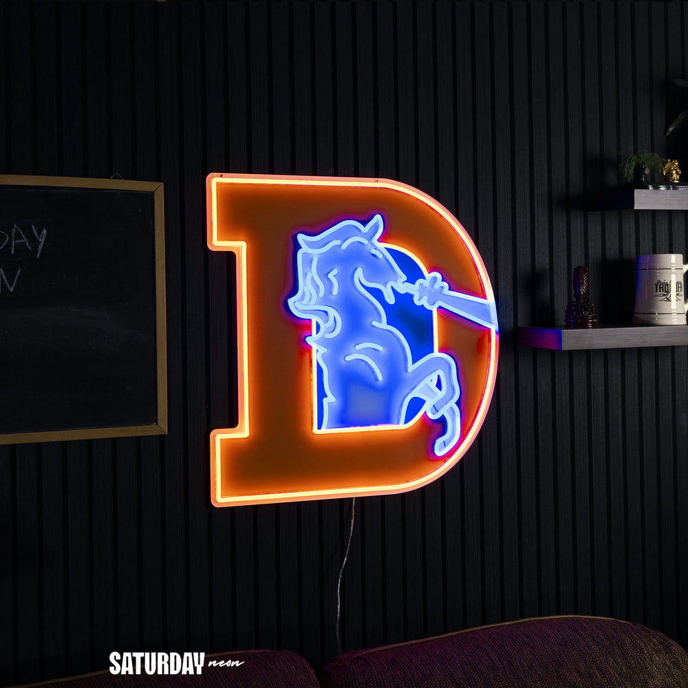 Denver Broncos Retro "D" LED Neon Sign - 23.4" W x 24" H